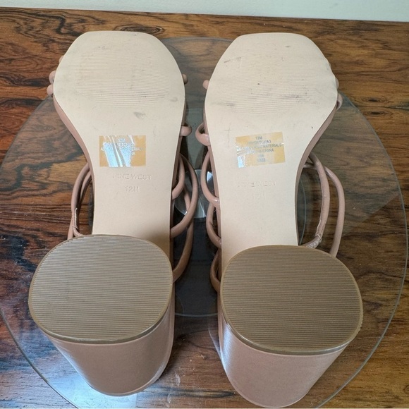 NINE WEST Strappy Open Toe Heel Sandals Platform Block Heels Size 12 - Picture 13 of 13